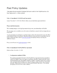 Past Policy Updates