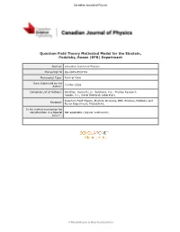 Quantum Field Theory Motivated Model for the Einstein, Podolsky, Rosen (EPR) Experiment