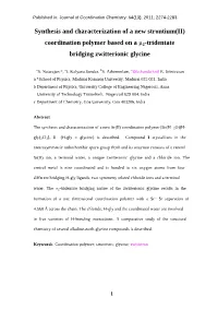 Synthesis and Characterization of a New Strontium(II) Coordination Polymer Based on a Μ2-Tridentate Bridging Zwitterionic Glyci