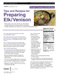 Tips and Recipes for Preparing Elk/Venison FN1733