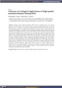 A Review of Geological Applications of High-Spatial- Resolution Remote Sensing Data