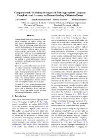Computationally Modeling the Impact of Task-Appropriate Language Complexity and Accuracy on Human Grading of German Essays