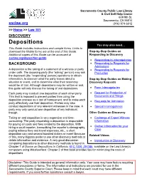 Depositions You May Also Need… This Guide Includes Instructions and Sample Forms