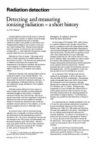 Detecting and Measuring Ionizing Radiation - a Short History by F.N