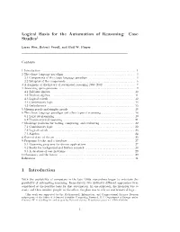 Logical Basis for the Automation of Reasoning: Case Studies1