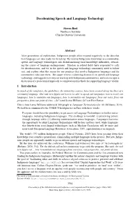 Decolonising Speech and Language Technology
