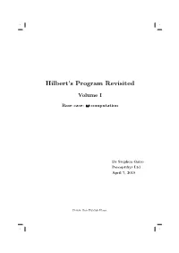 Hilbert's Program Revisited