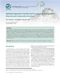Updated Angiosperm Family Tree for Analyzing Phylogenetic Diversity and Community Structure