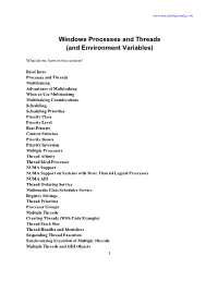 Windows Processes and Threads (And Environment Variables)