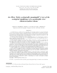 A Test of the Ecological Significance of a Geomorphic River Characterization