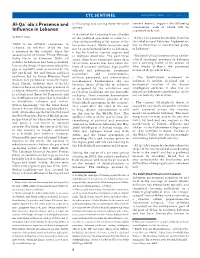 Al-Qa`Ida's Presence and Influence in Lebanon