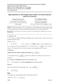 Approximation of Alternating Series Using Correction Function and Error Function