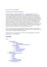 Caloric Restriction Updated: 01/25/2006 References