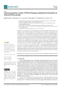 Characterization of the CYP3A4 Enzyme Inhibition Potential of Selected Flavonoids
