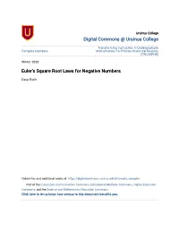 Euler's Square Root Laws for Negative Numbers