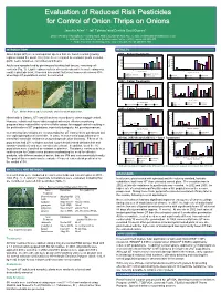 Evaluation of Reduced Risk Pesticides for Control of Onion Thrips on Onions