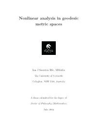 Nonlinear Analysis in Geodesic Metric Spaces