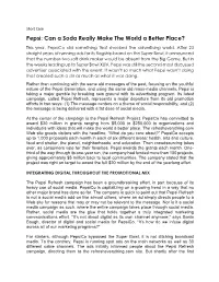 Pepsi: Can a Soda Really Make the World a Better Place?