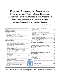 Polygamy, Prophets, and Prevarication