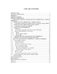 Tabla De Contenido
