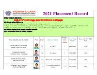 2021 Placement Record