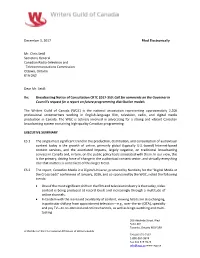 December 1, 2017 Filed Electronically Mr. Chris Seidl Secretary General