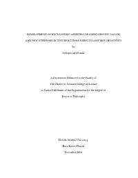 Development of Nucleophile Assisting Leaving Groups (Nalgs)
