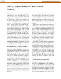 Making Category Management More Practical Ron Larson