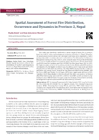 Spatial Assesment of Forest Fire Distribution, Occurrence and Dynamics in Province-2, Nepal