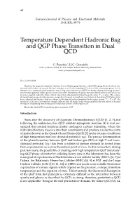 Temperature Dependent Hadronic Bag and QGP Phase Transition in Dual QCD
