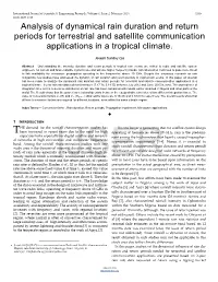 Analysis of Dynamical Rain Duration and Return Periods for Terrestrial and Satellite Communication Applications in a Tropical Climate