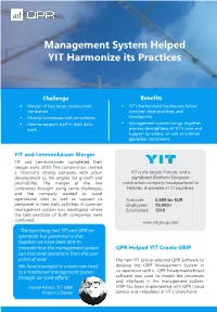 Management System Helped YIT Harmonize Its Practices