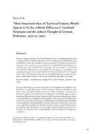 “More Important Than All Technical Features Would Appear to Us the 'Volkliche' Differences”. Gotthard Neumann And