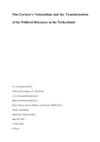 Pim Fortuyn's Nationalism and the Transformation of the Political Discourse in the Netherlands