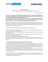 PRESS RELEASE INTRO Aviation Becomes the Majority Shareholder of Corsair