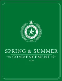 Download the Spring & Summer Commencement 2020 Program