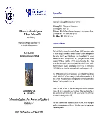 “Information Systems: Past, Present and Looking to the Future”