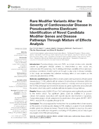 Rare Modifier Variants Alter the Severity of Cardiovascular Disease in Pseudoxanthoma Elasticum