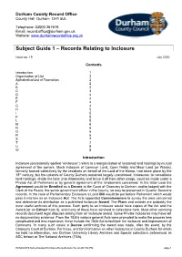 Subject Guide 1 – Records Relating to Inclosure