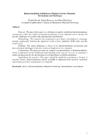 1 Disintermediation in Business-To-Business Service Channels: Mechanisms and Challenges