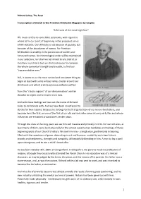1 Richard Jukes, the Poet Transcription of Sketch in the Primitive Methodist Magazine by Grapho