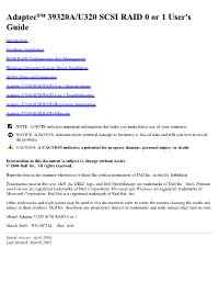 Adaptec 39320A/U320 SCSI RAID 0 Or 1 User's Guide