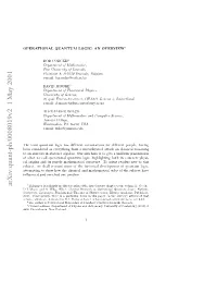 Arxiv:Quant-Ph/0008019V2 1 May 2001 ..Moeada Ic (Eds.), Wilce Languages A
