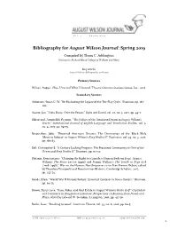 Bibliography for August Wilson Journal: Spring 2019 Compiled by Thom C