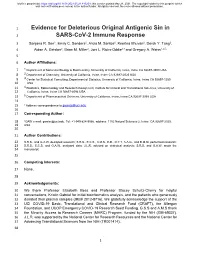 Evidence for Deleterious Original Antigenic Sin in SARS-Cov-2