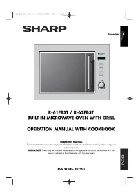 R-61Fbst / R-62Fbst Built-In Microwave Oven with Grill Operation Manual