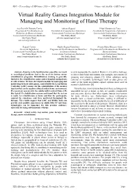Virtual Reality Games Integration Module for Managing and Monitoring of Hand Therapy