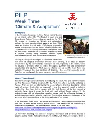 Week Three 'Climate & Adaptation'