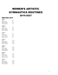 Women's Artistic Gymnastics Routines