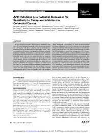 APC Mutations As a Potential Biomarker for Sensitivity To